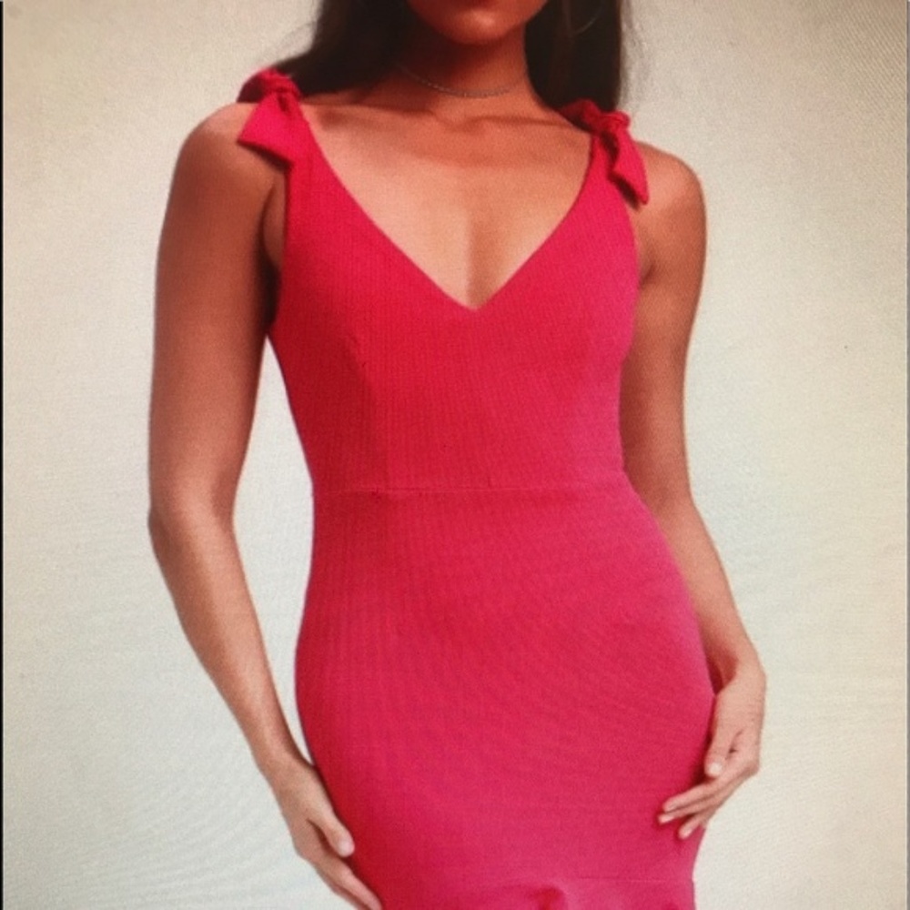Lulu's Magenta Pink Cocktail Dress with Bows XL